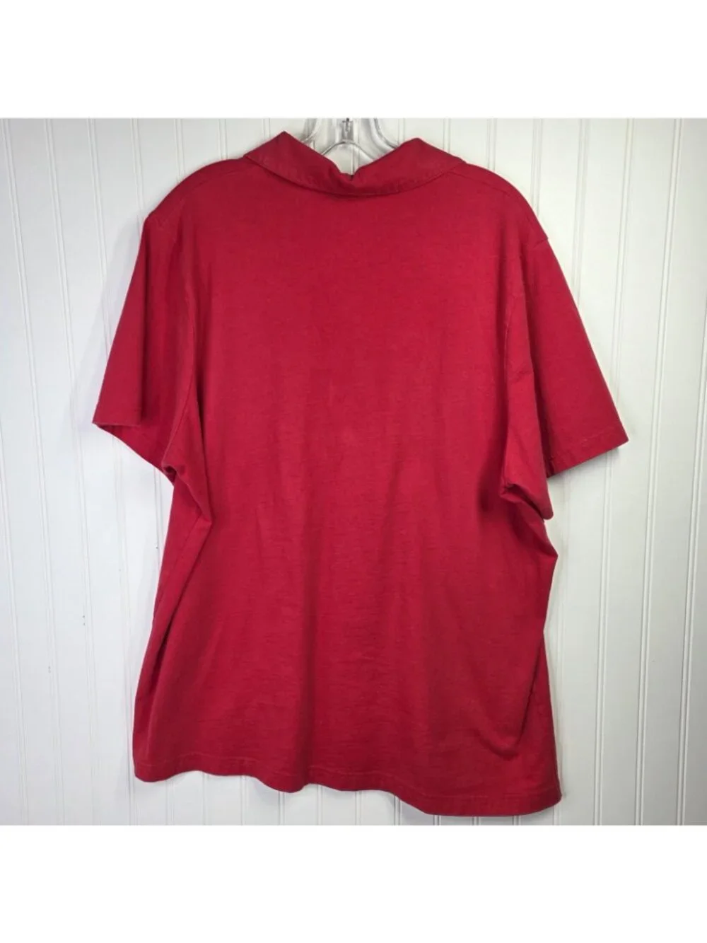 Onque Woman Shirt Womens 1X Red Patriotic Star Embroidered Button Top Casual